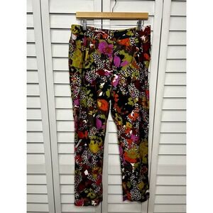 MaxMara Silk Blend Floral Animal Print Pleated Trousers Women's Size 10